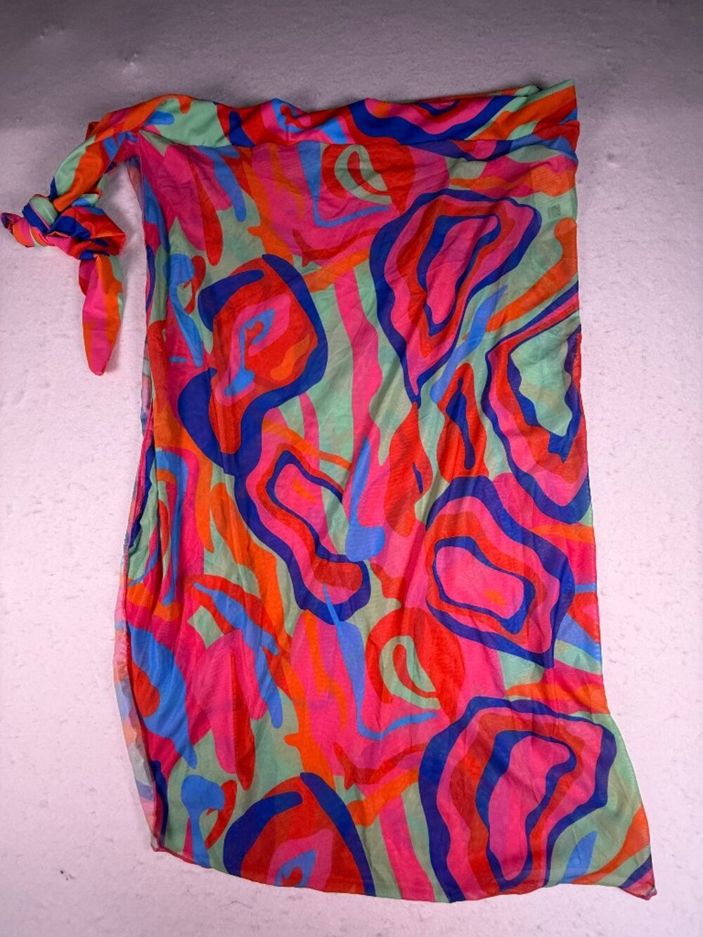 Multi Color Vibrant Mesh 3 Ways to Wear Swim Cover Up Tie Women's Size 3X